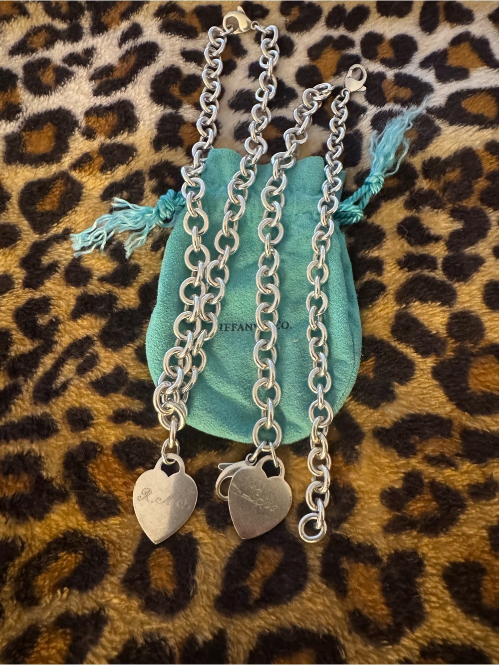 Tiffany & Co. Turquoise Pouch with Sterling Silver Heart Tag